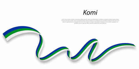 Waving ribbon or stripe with flag of Komi
