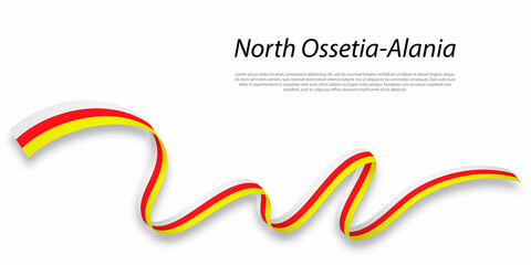 Waving ribbon or stripe with flag of North Ossetia-Alania