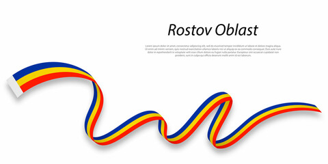 Waving ribbon or stripe with flag of Rostov Oblast