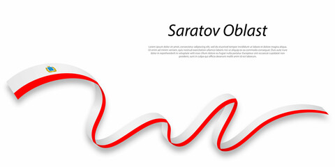 Waving ribbon or stripe with flag of Saratov Oblast