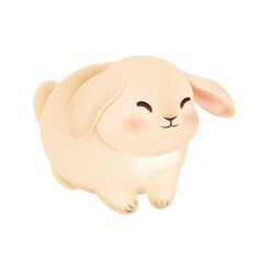 Happy lop eared rabbit. Animal characters for holidays decoration. Cute fluffy bunny on isolated white background. Oriental beige rabbit as a symbol of Chinese New Year 2023. Vector illustration