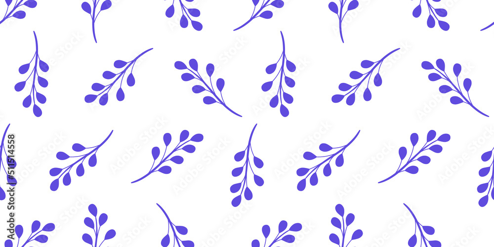 Poster blue vector background with leaves, seamless pattern
