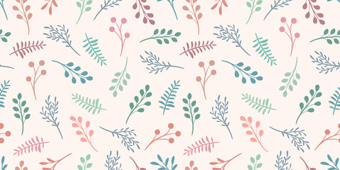 Cute leaf pattern border, seamless repeating background with colorful leaves