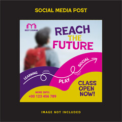 Back to school course social media instagram post  promotion template design