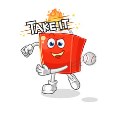 lighter throwing baseball vector. cartoon character