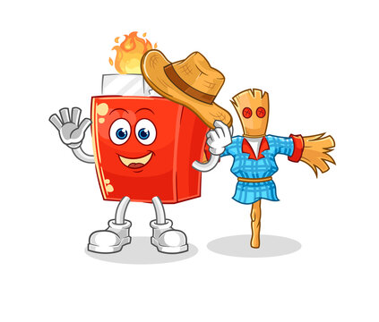 lighter with scarecrows cartoon character vector