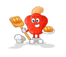 cashew fruit baker with bread. cartoon mascot vector