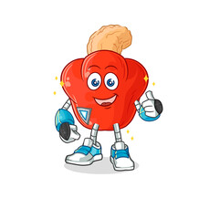 cashew fruit robot character. cartoon mascot vector