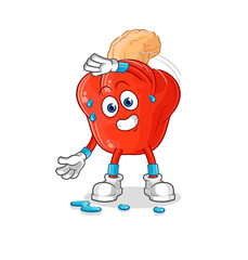 Obraz premium cashew fruit stretching character. cartoon mascot vector