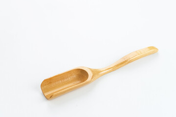 Wooden spoons isolated on white background. Copy space.
