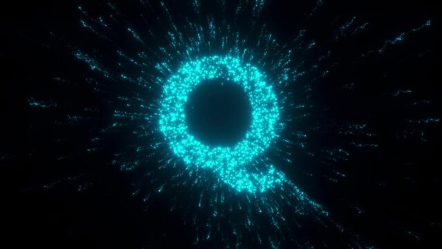 Q Letter with futuristic Particles. High quality 4k footage