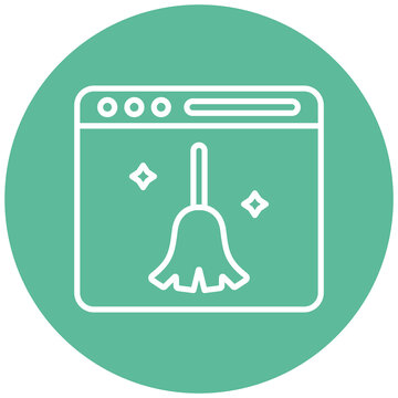 white broom cleaning green browser window clip art preview