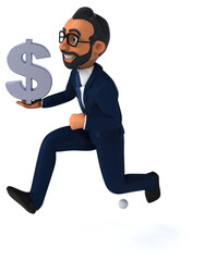 Fun 3D cartoon illustration of an indian businessman