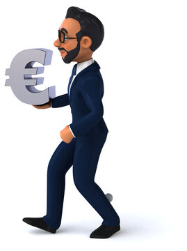 Fun 3D cartoon illustration of an indian businessman