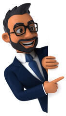 Fun 3D cartoon illustration of an indian businessman