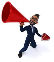 Fun 3D cartoon illustration of an indian businessman