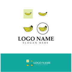 Ripe banana logo using dominant yellow color. Using modern vector concept design