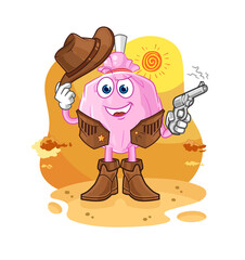 cute candy cowboy with gun character vector