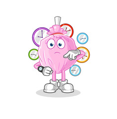 cute candy with wristwatch cartoon. cartoon mascot vector