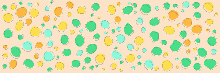 Abstract circles background. Colorful rounded bubbles and abstract curvy shapes. Vector backdrop texture or pattern. Green and yellow Dinosaur skin texture wallpaper. 
