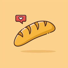 Illustration vector graphic of Bread. Bread minimalist style isolated on an orange background. The illustration is suitable for web landing pages, banners, flyers, stickers, cards, etc.