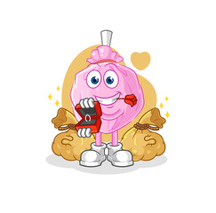 cute candy propose with ring. cartoon mascot vector