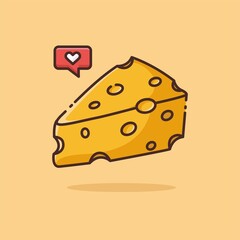 Illustration vector graphic of Cheese. Cheese minimalist style isolated on an orange background. The illustration is suitable for web landing pages, banners, flyers, stickers, cards, etc.