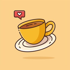 Illustration vector graphic of Coffee. Coffee minimalist style isolated on an orange background. The illustration is suitable for web landing pages, banners, flyers, stickers, cards, etc.