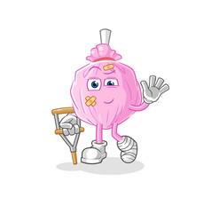 cute candy sick with limping stick. cartoon mascot vector
