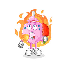 cute candy eat hot chilie mascot. cartoon vector