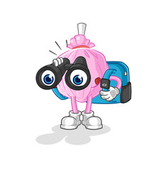 Fototapeta premium cute candy with binoculars character. cartoon mascot vector