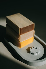 Homemade soap with herbs. Fragrant Natural Soap.