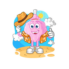 cute candy go on vacation. cartoon mascot vector