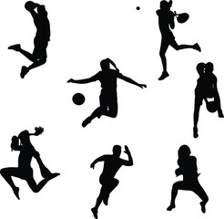 silhouettes of players
