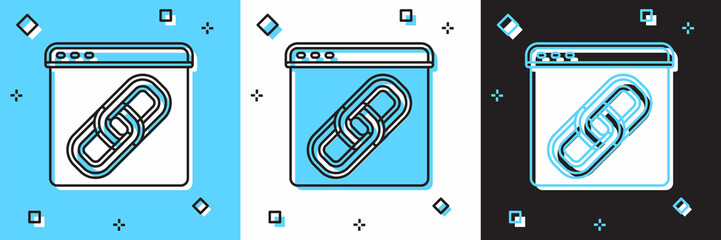 Set Browser window icon isolated on blue and white, black background. Vector