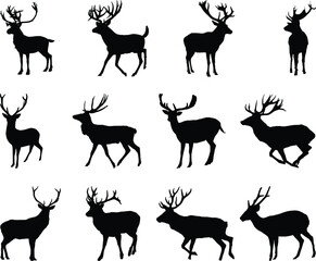 deer silhouette set