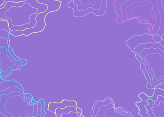 Colorful  abstract doodles violet background frame waves lines purple