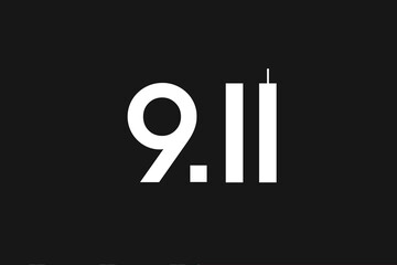 Patriot day, September 11, Remembering 9 11 . Illustration of the Twin towers representing the number eleven. We will never forget the terrorist attacks of september 11, 2001	 - obrazy, fototapety, plakaty