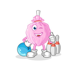 cute candy play bowling illustration. character vector