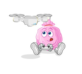 cute candy with drone character. cartoon mascot vector