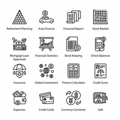 Finance Outline Icons - Stroked, Vectors