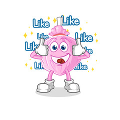cute candy give lots of likes. cartoon vector