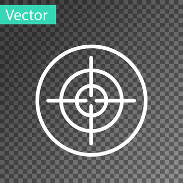 White line Target sport icon isolated on transparent background. Clean target with numbers for shooting range or shooting. Vector