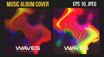 Music Album Cover for the Web Presentation. Colorful Vector Background. Abstract postcard set. Posters Template. Vinyl and CD DVD artwork design. Square banners, brochure, book. Electronic Music   