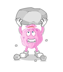 cute candy lifting rock cartoon character vector