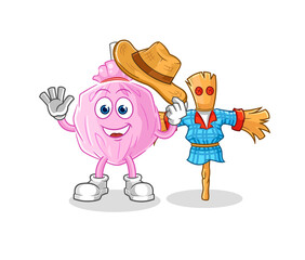 Fototapeta premium cute candy with scarecrows cartoon character vector