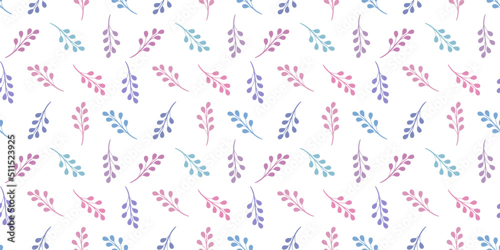 Poster pastel background with leaves, vector pattern
