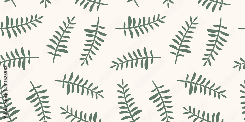 Wall mural vector background with fern leaves, seamless pattern