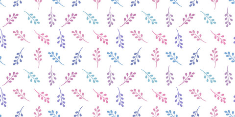 Pastel background with leaves, vector pattern