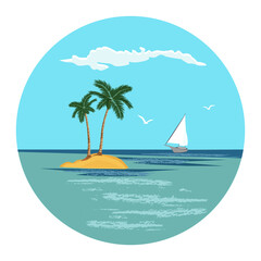 Tropical landscape flat vector illustration
